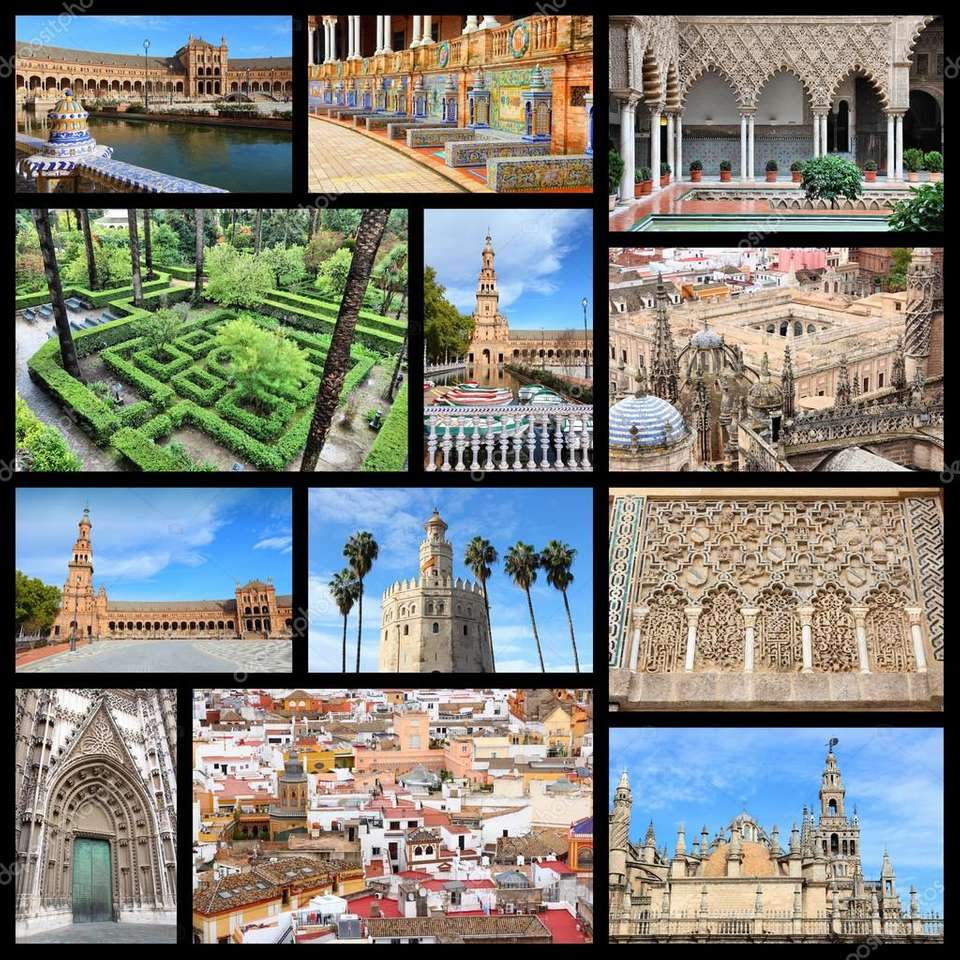 Seville collage landmarks jigsaw puzzle online