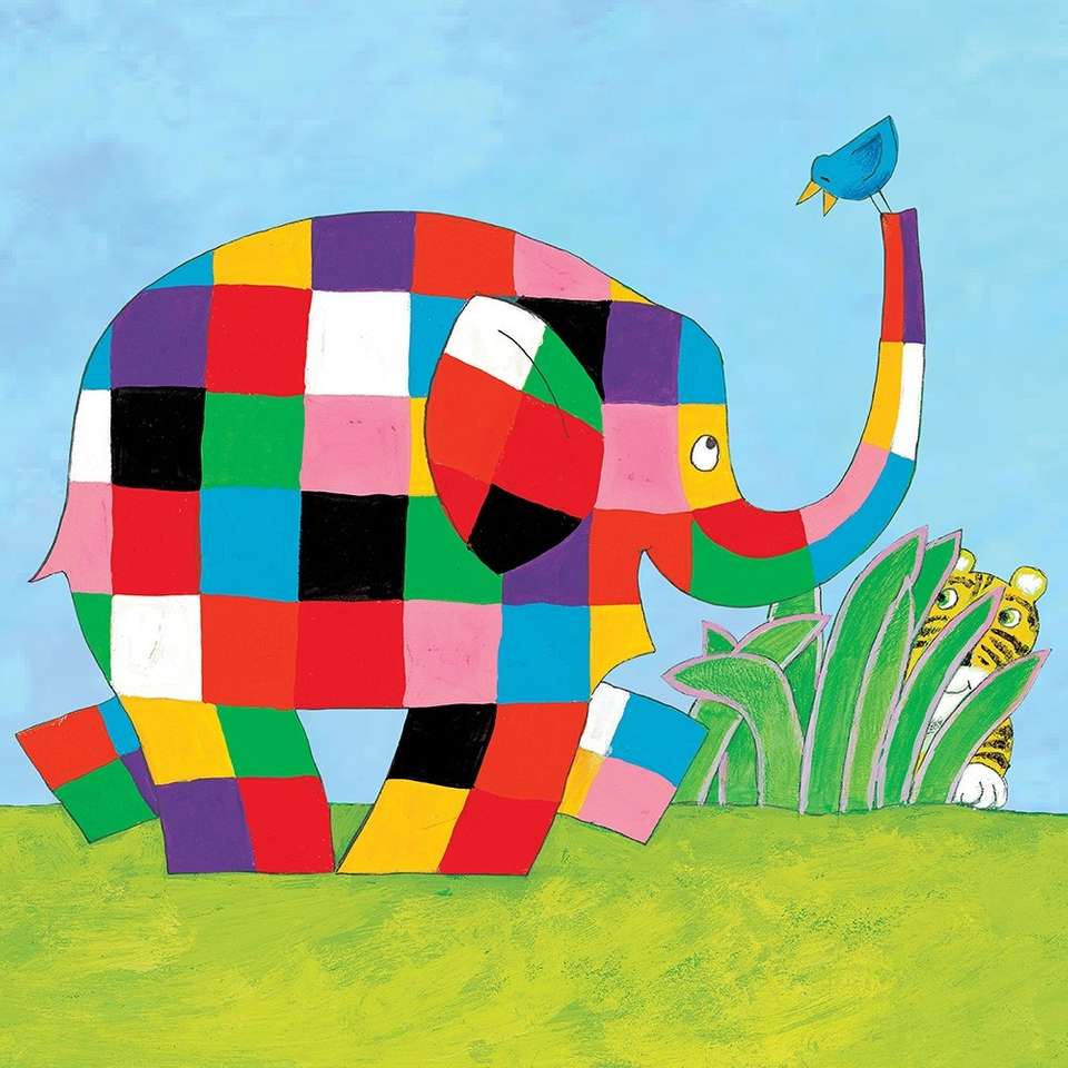 Elmer der gescheckte Elefant Online-Puzzle