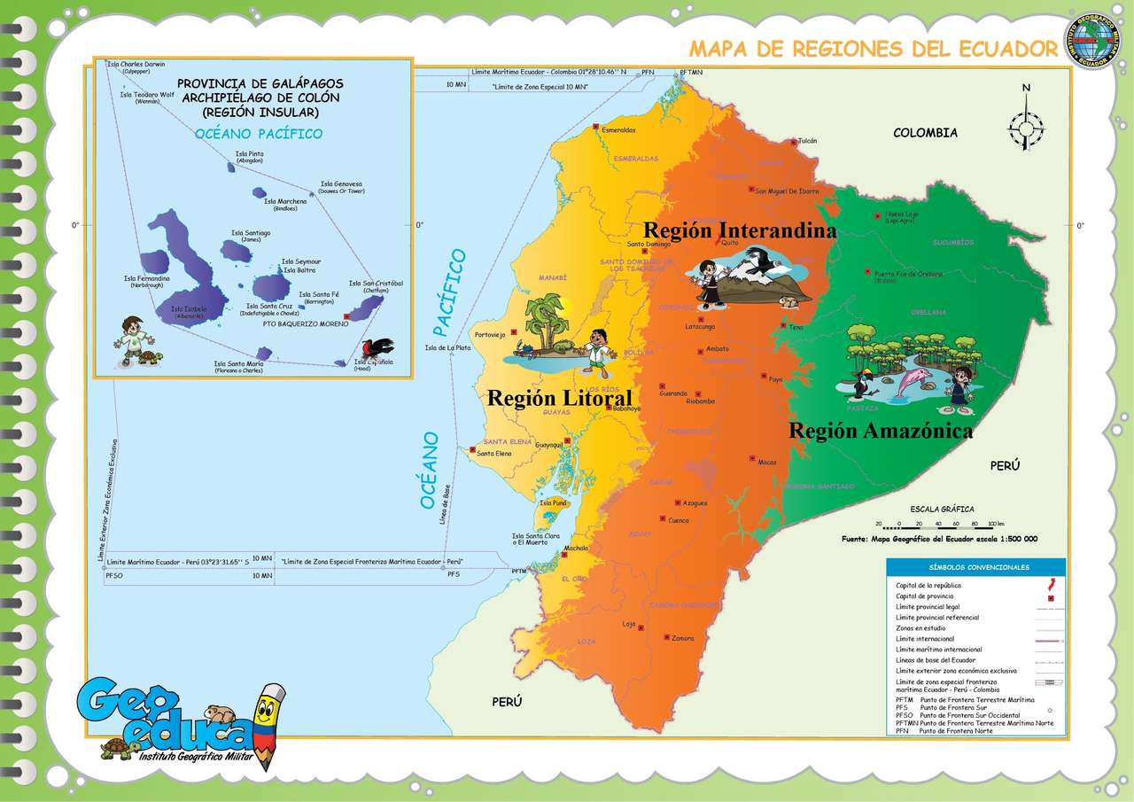 Mapa de regiones del Ecuador rompecabezas en línea