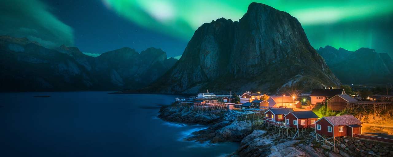 Norsko v zimní noci skládačky online