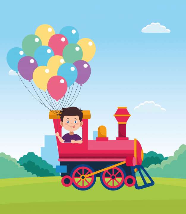 pojke med ballonger Pussel online