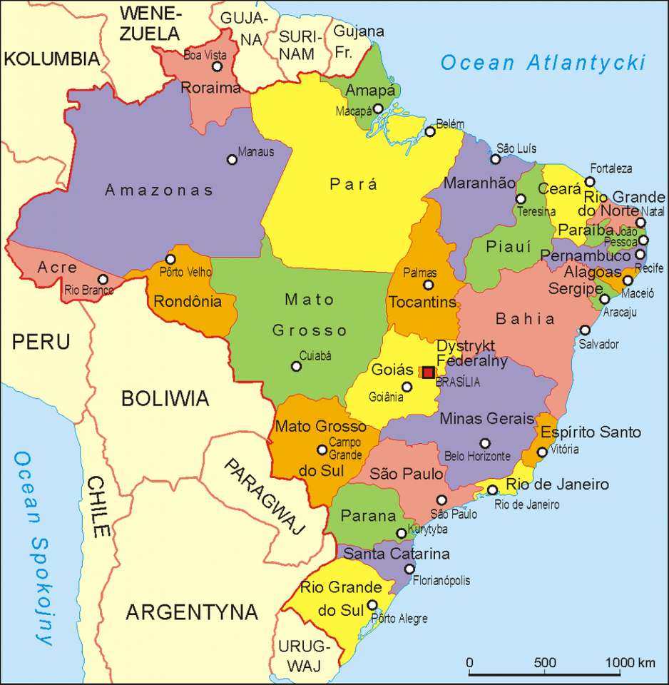 Mapa Brazílie skládačky online