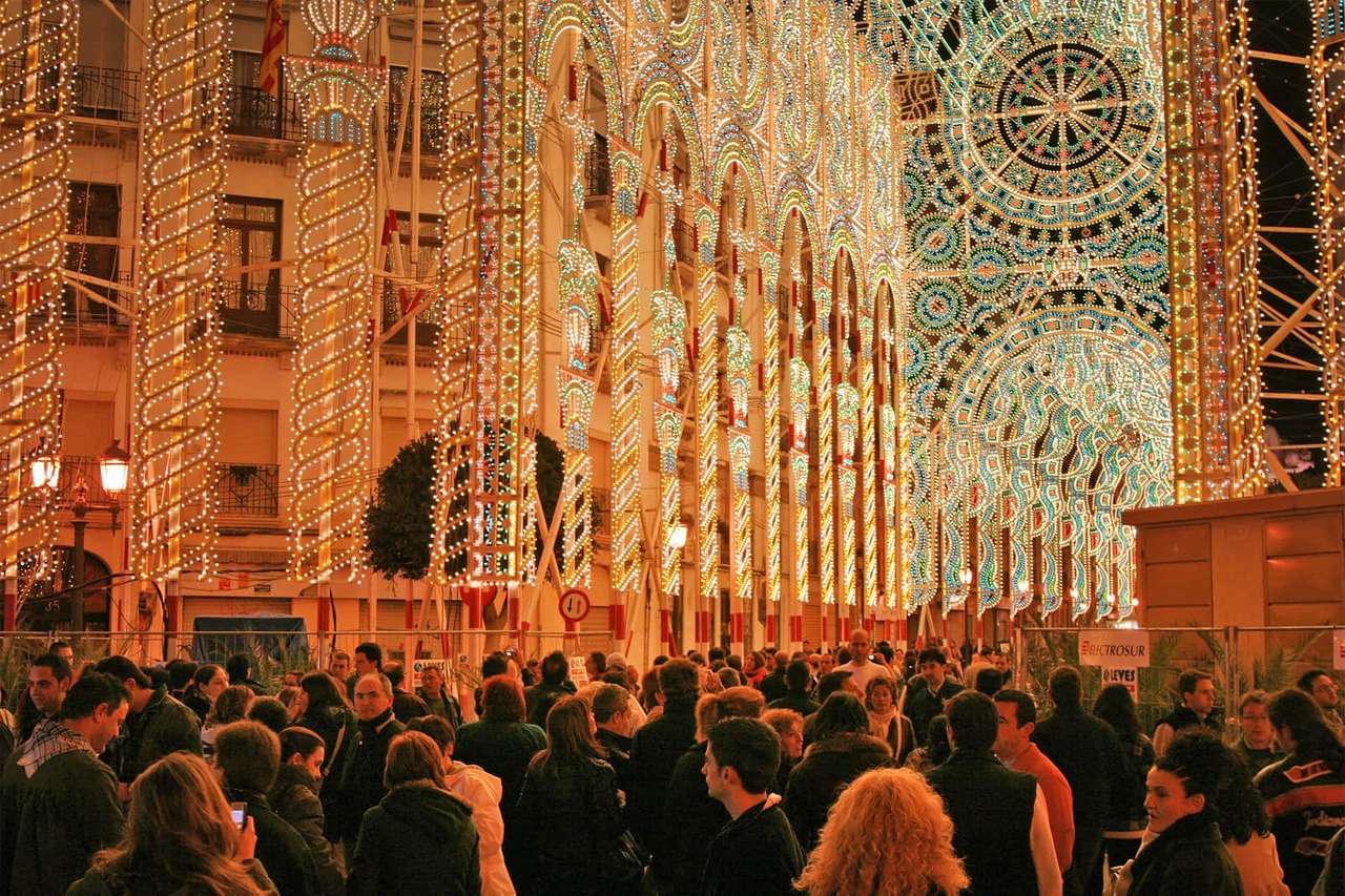 Decorazione di luci a Malaga in Spagna puzzle online