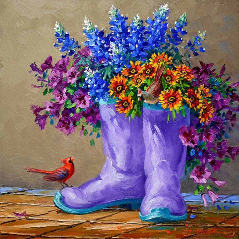 Dipingere stivali come fioriere puzzle online