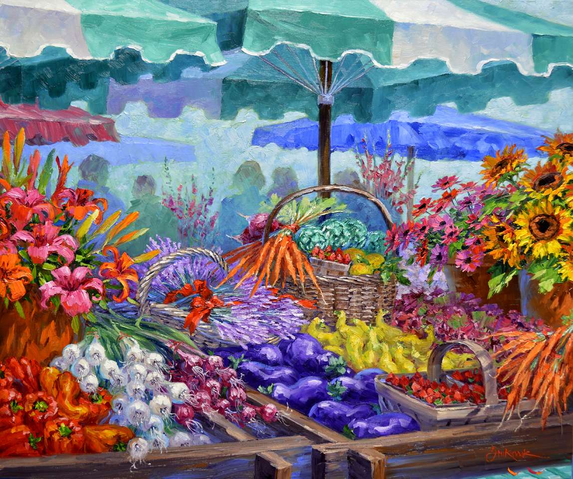Gemälde Markt in der Provence Online-Puzzle