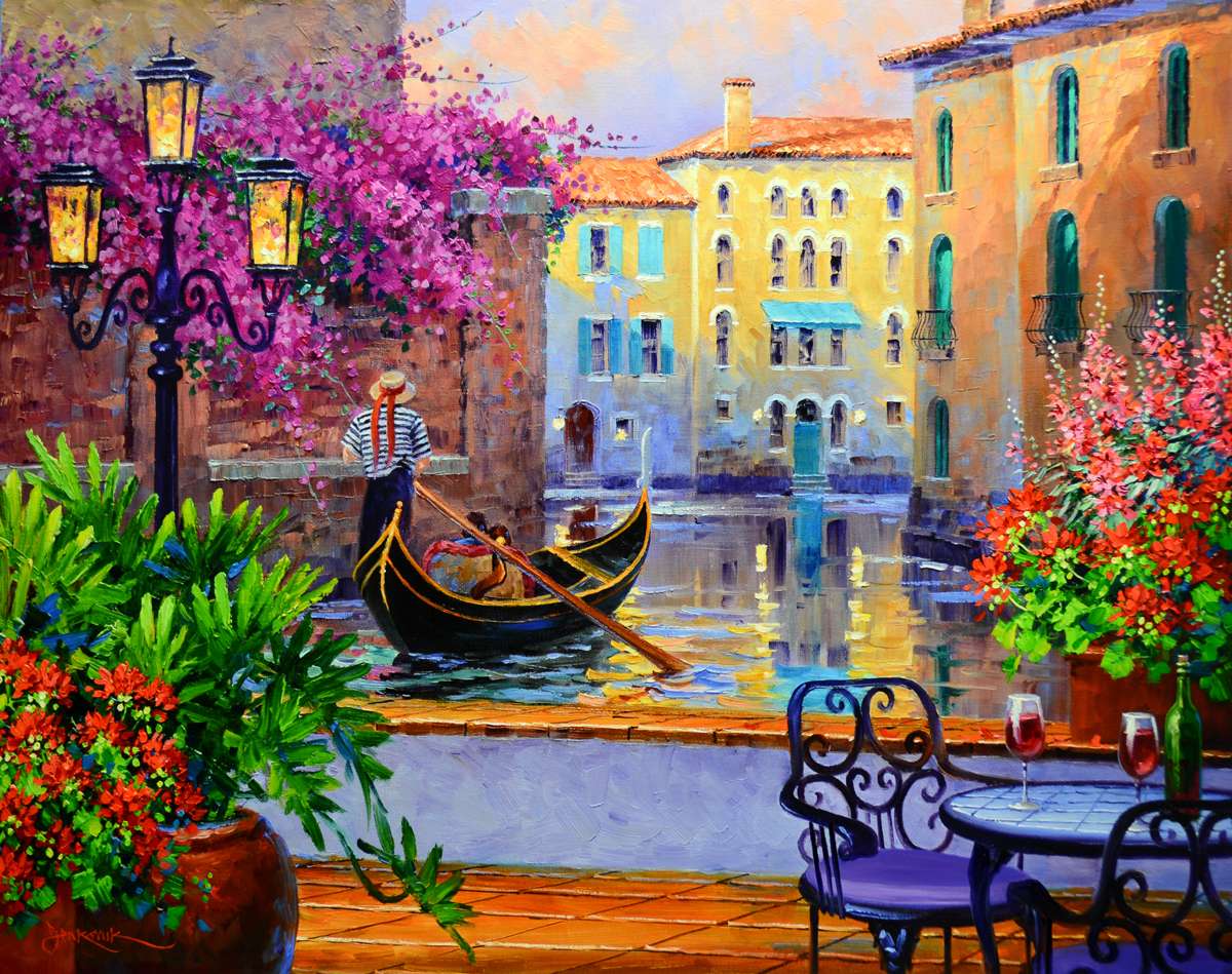 Gemälde Venedig Gondoliere Online-Puzzle
