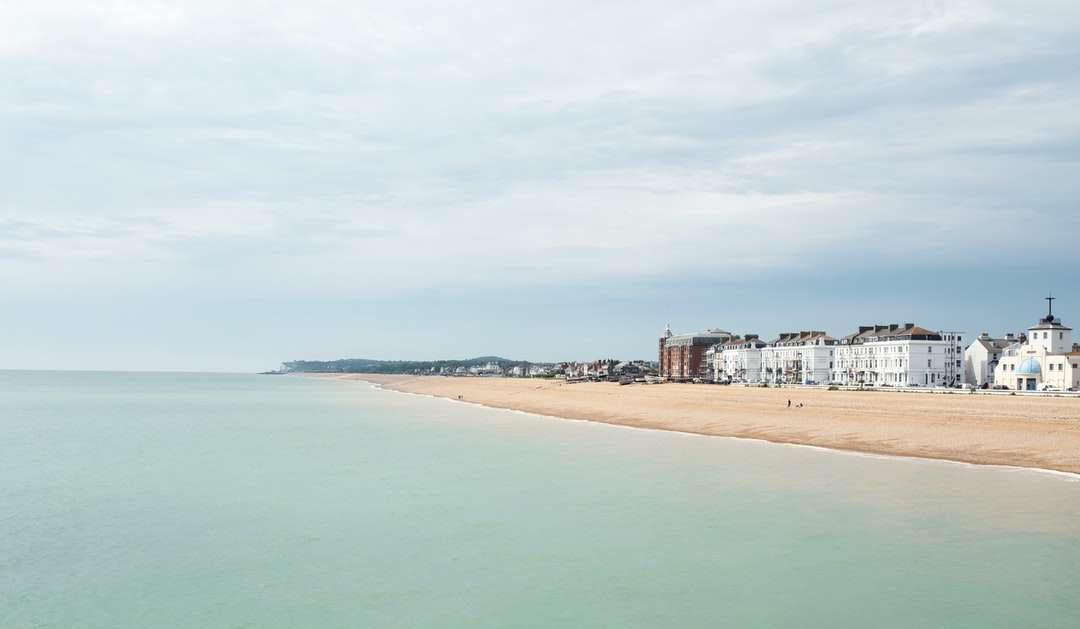 високоъгълна фотография на град близо до морето онлайн пъзел
