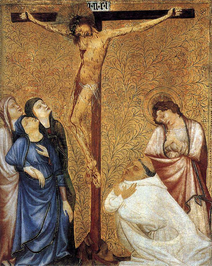 Cristo en la cruz con un cartujo en oración rompecabezas en línea