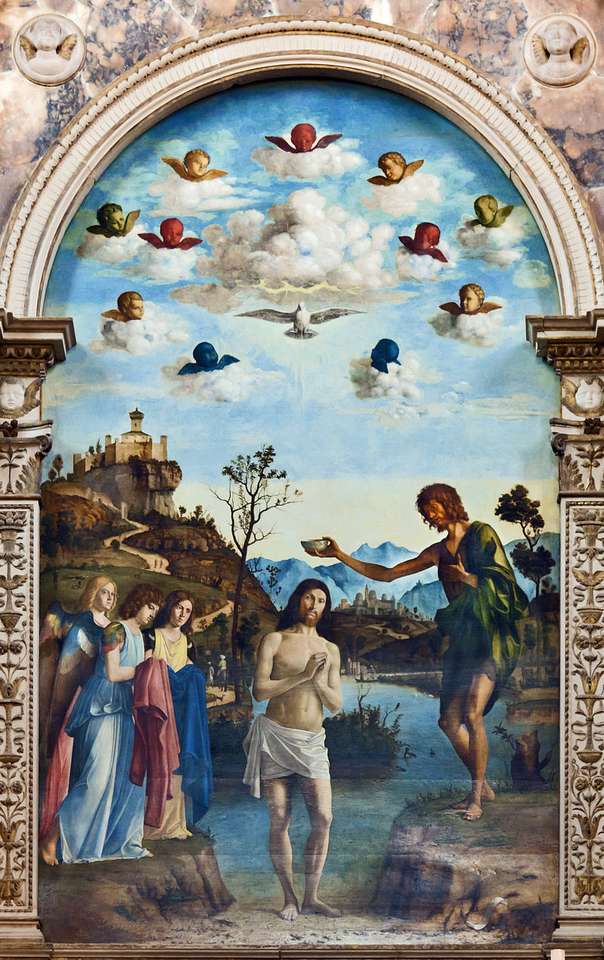 Jesu dop (målning av Cima da Conegliano) Pussel online
