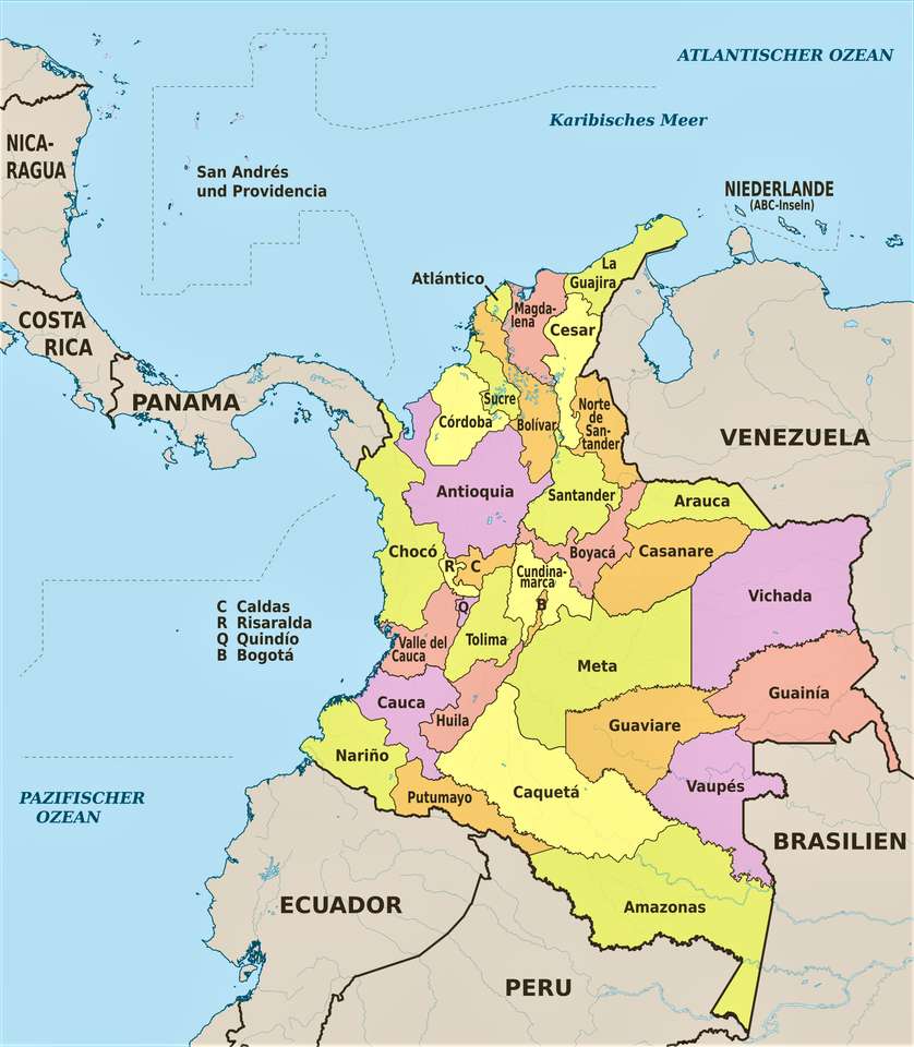 Політична карта Колумбії пазл онлайн