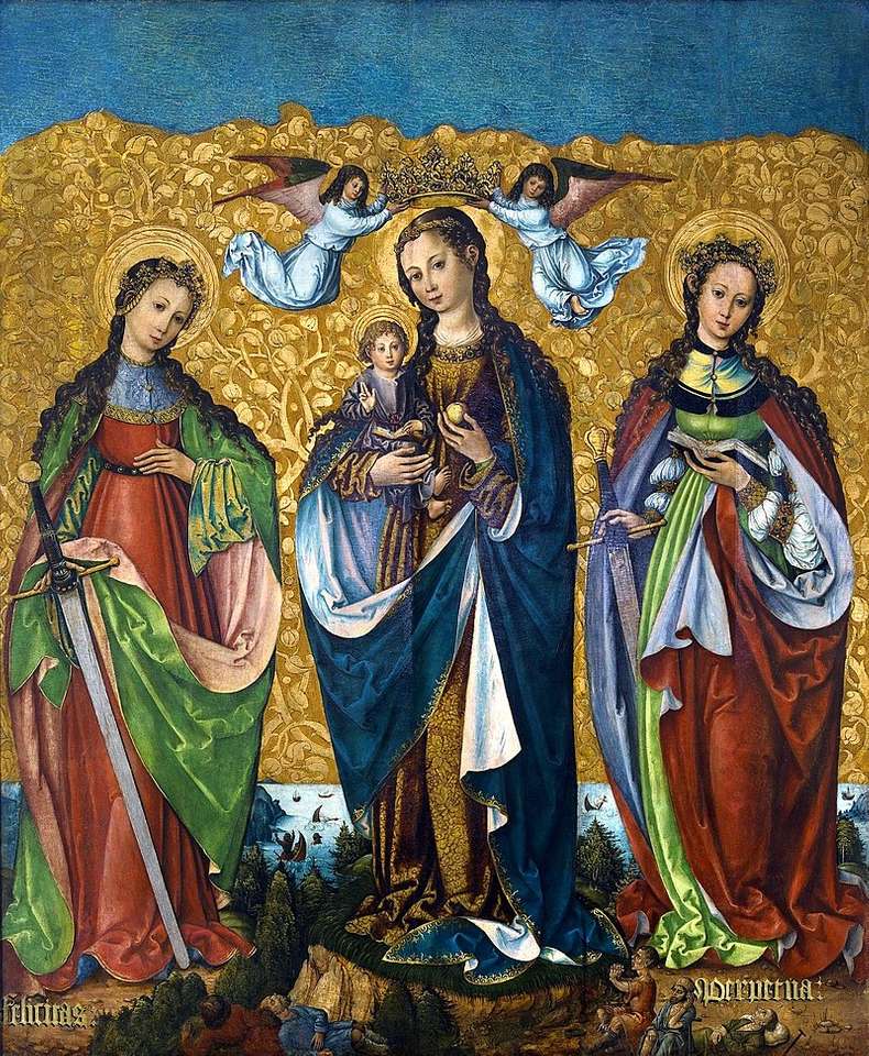 María con el niño y los santos Felice y Perpet rompecabezas en línea