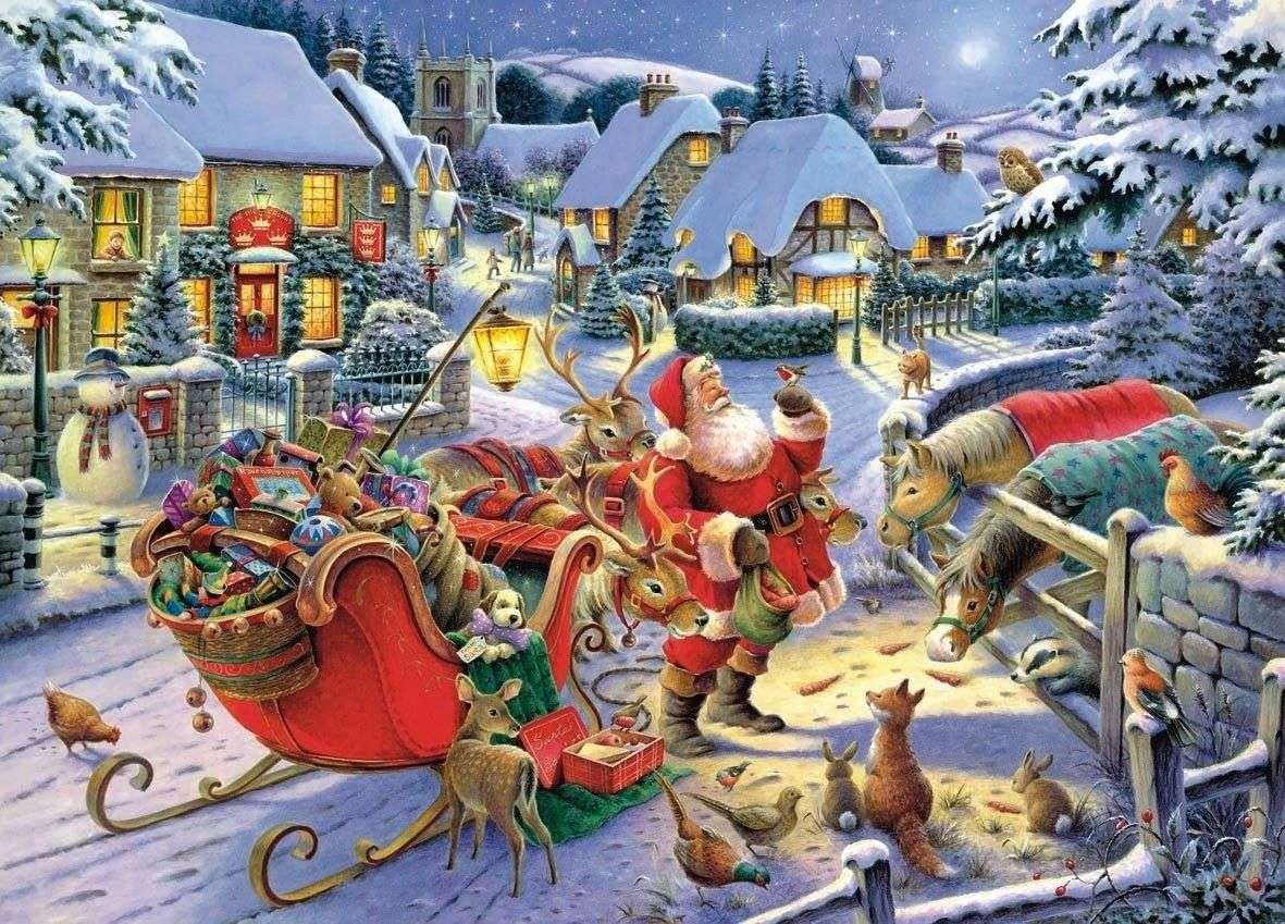 Babbo Natale e animali domestici puzzle online