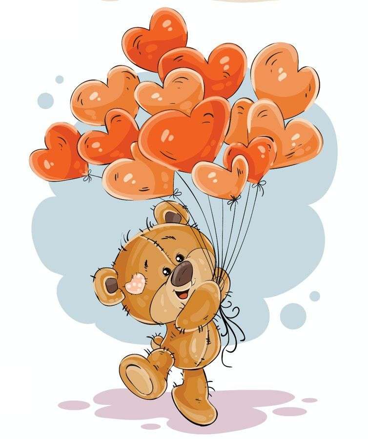Medvídek s balónky skládačky online