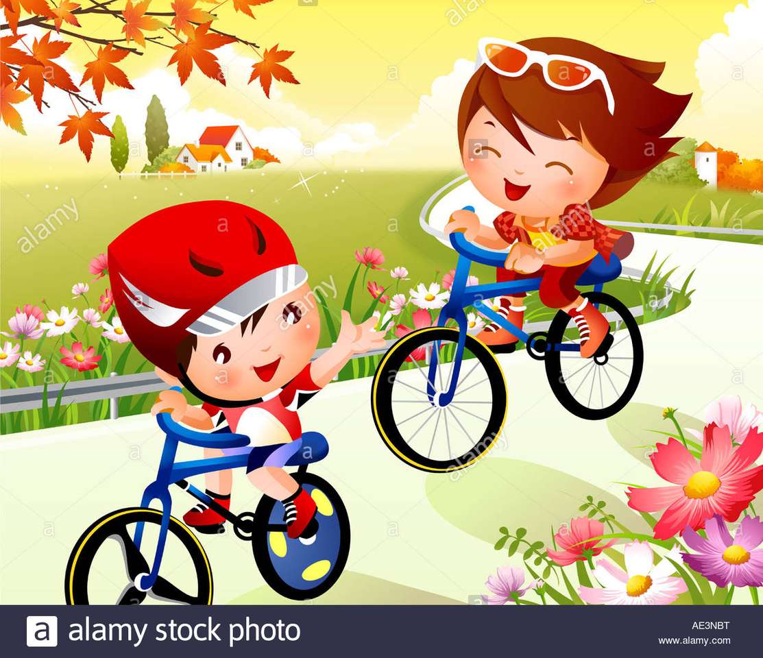 Enfants à vélo à propos de l'enseignant orabi puzzle en ligne