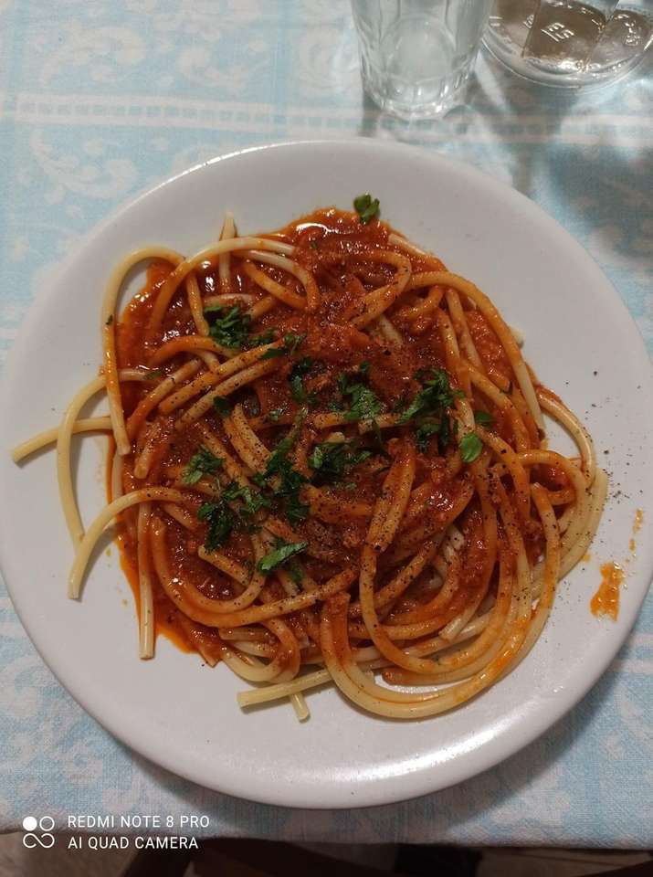 bucatino con salsa de sepia Puglia Italia rompecabezas en línea