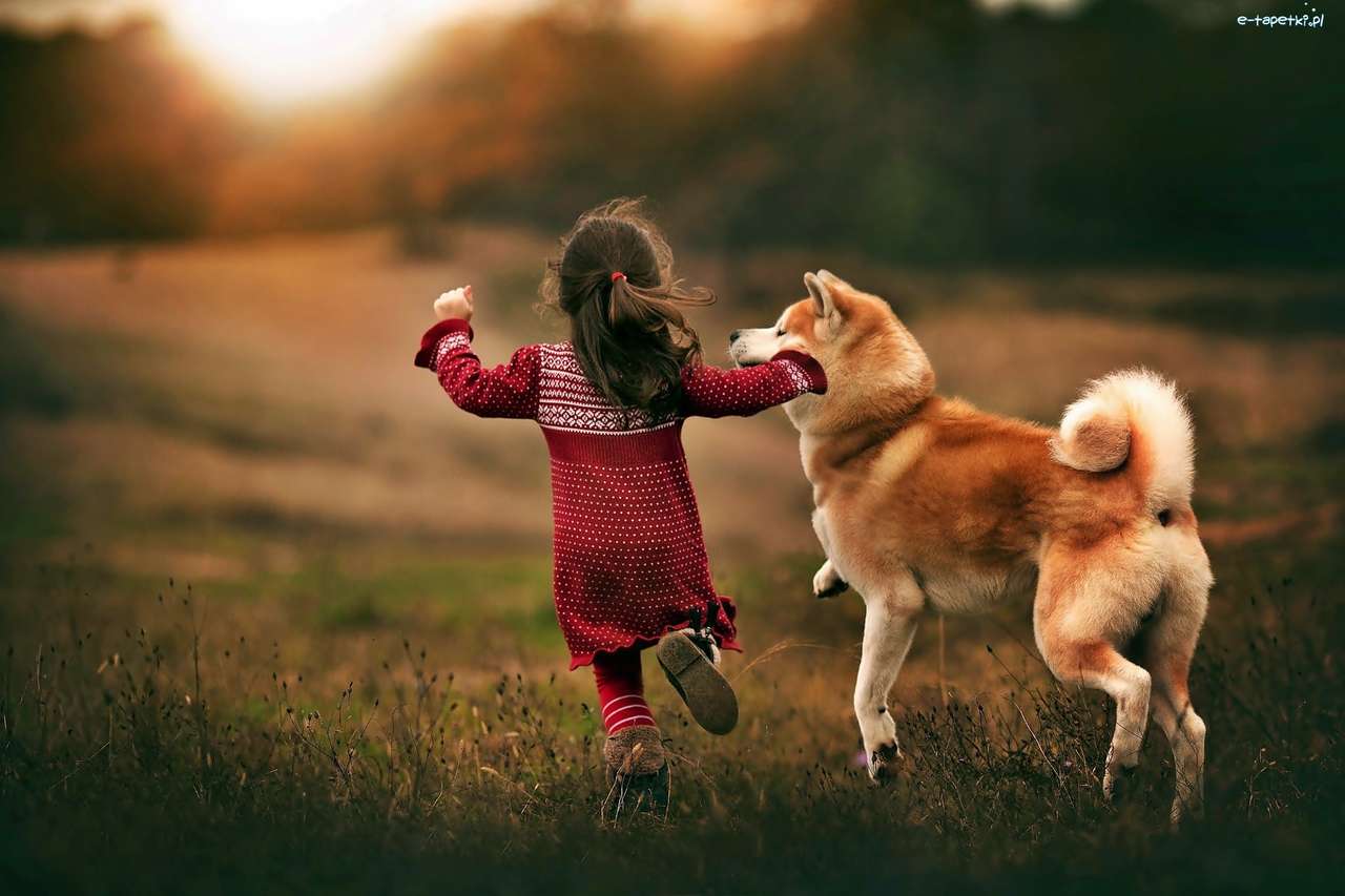 σκύλος τρεξίματος με ένα κορίτσι παζλ online