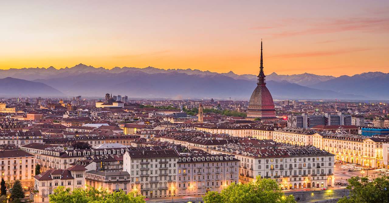 Turijn bij zonsondergang Italië legpuzzel online