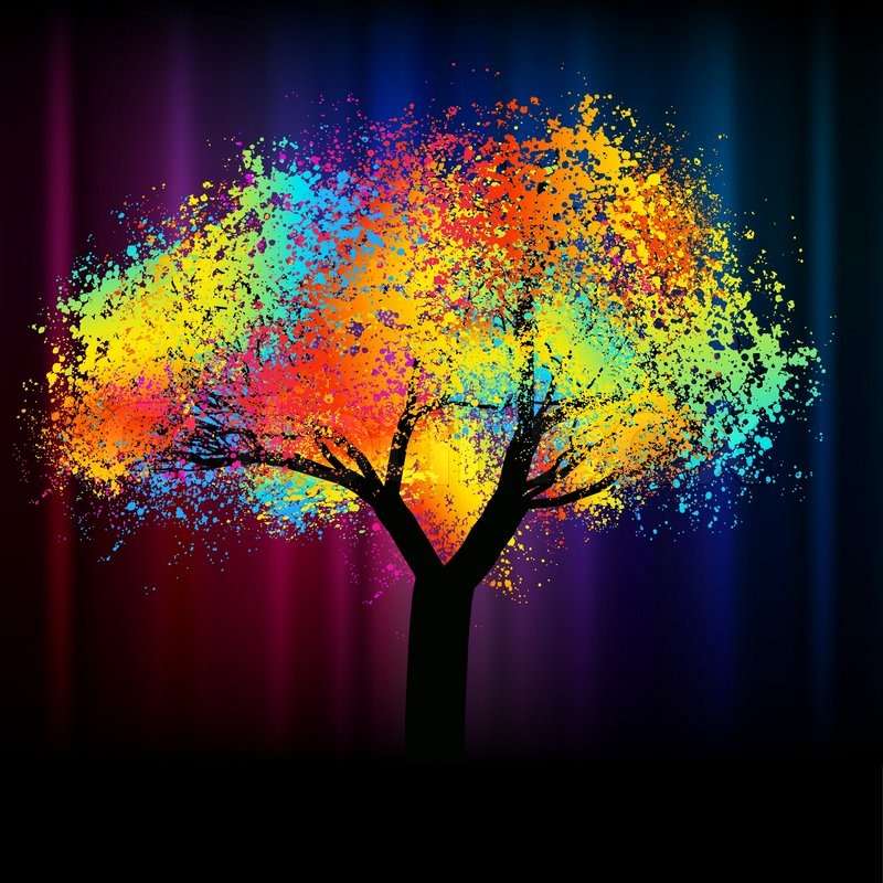 Светящееся красочное дерево онлайн-пазл