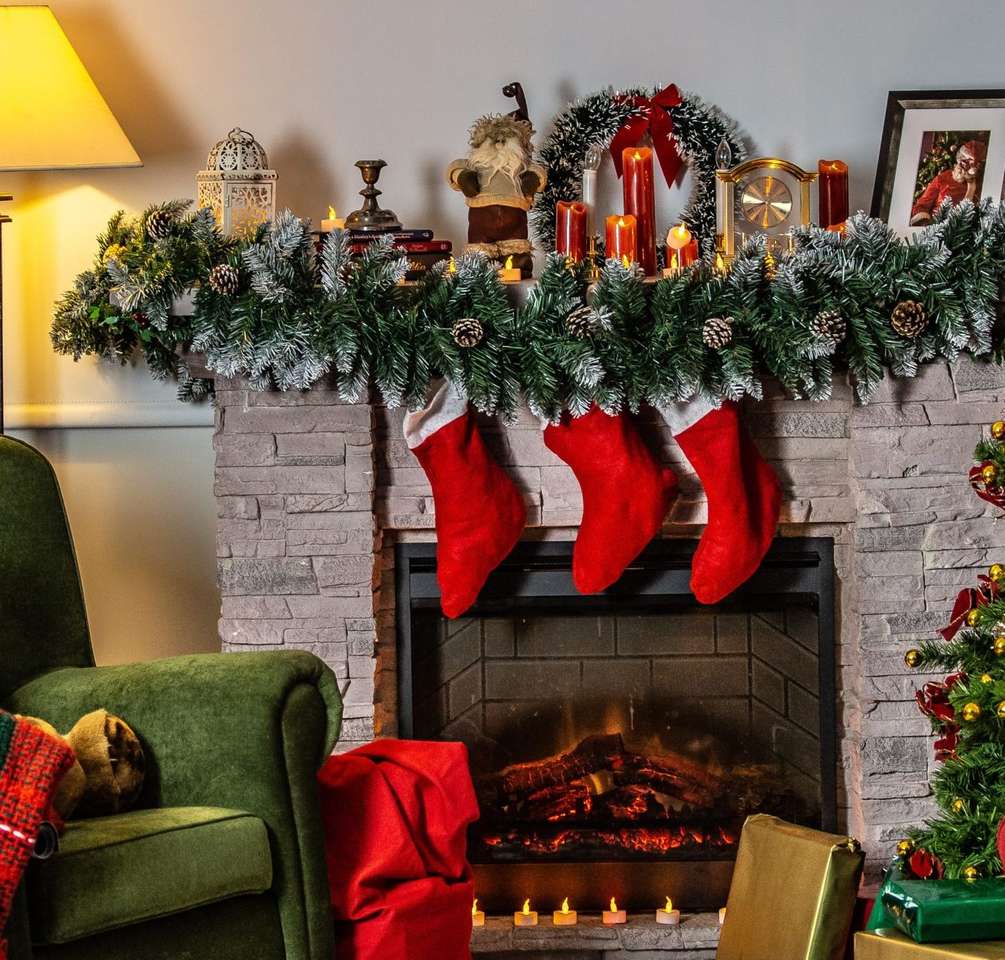 Karácsonyi dekoráció a nappaliban online puzzle