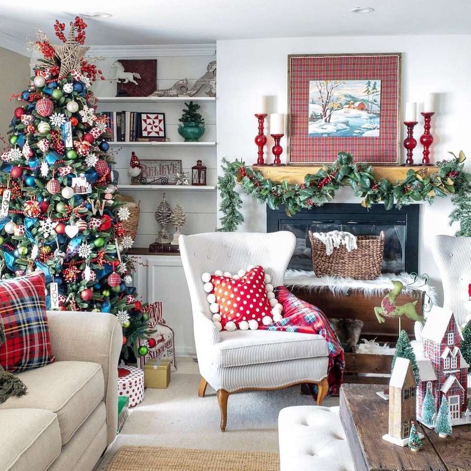 Vánoční dekorace v obývacím pokoji online puzzle