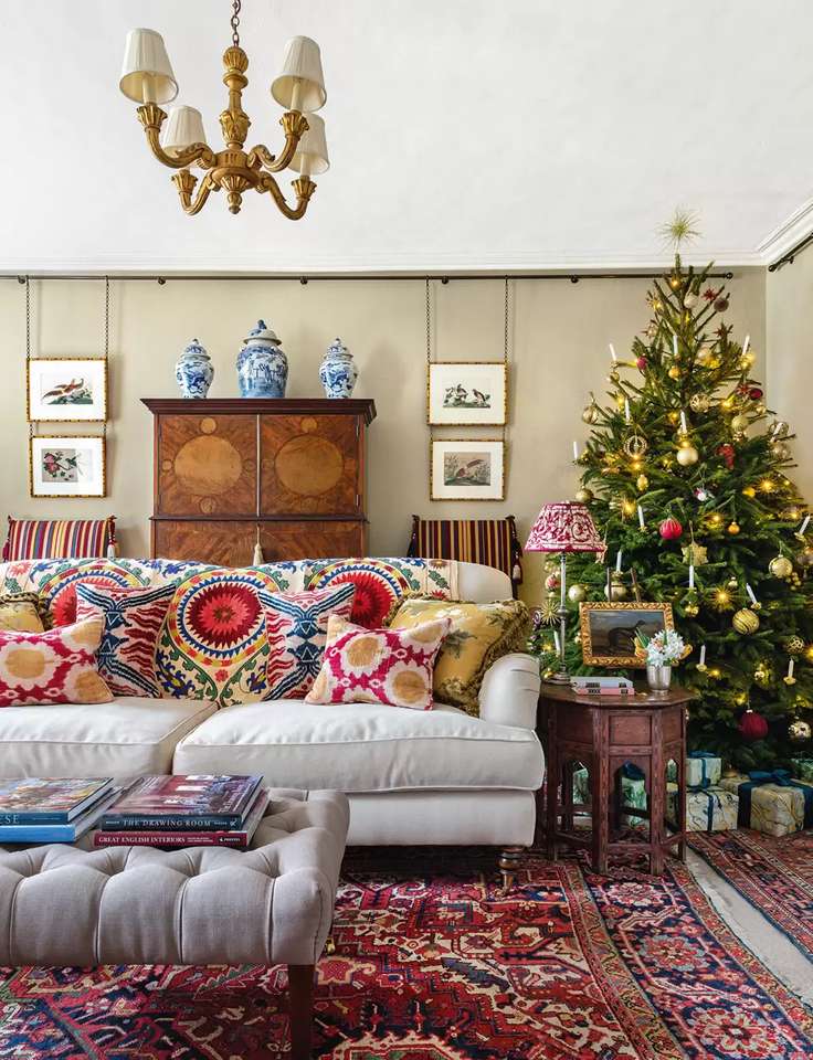 Kerstdecoratie in de woonkamer legpuzzel online