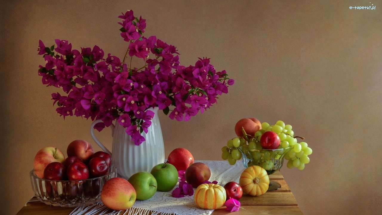φρούτα, λουλούδια online παζλ