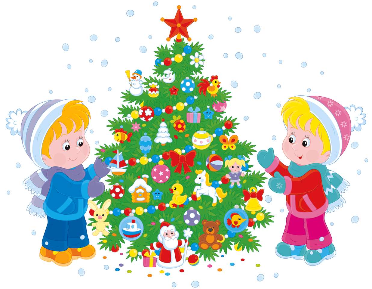 A árvore de natal decorada quebra-cabeças online
