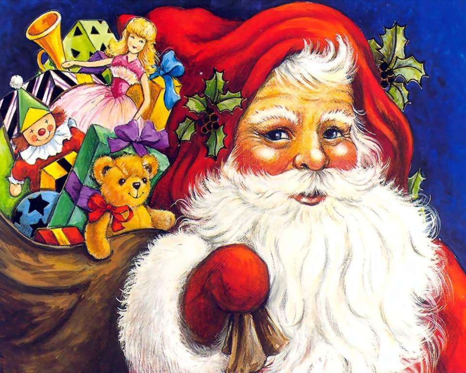 "Jultomten med kväven på ryggen" Pussel online