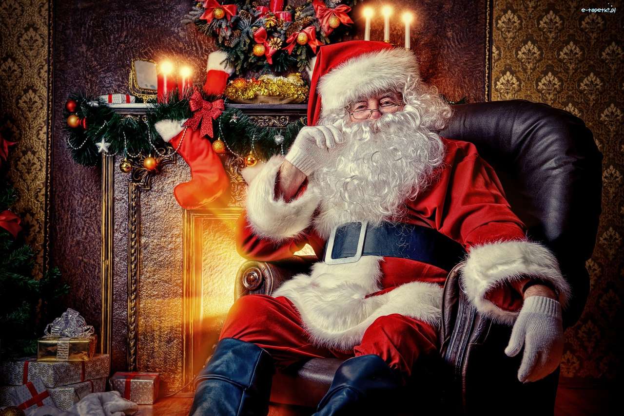 santa by the fireplace jigsaw puzzle online