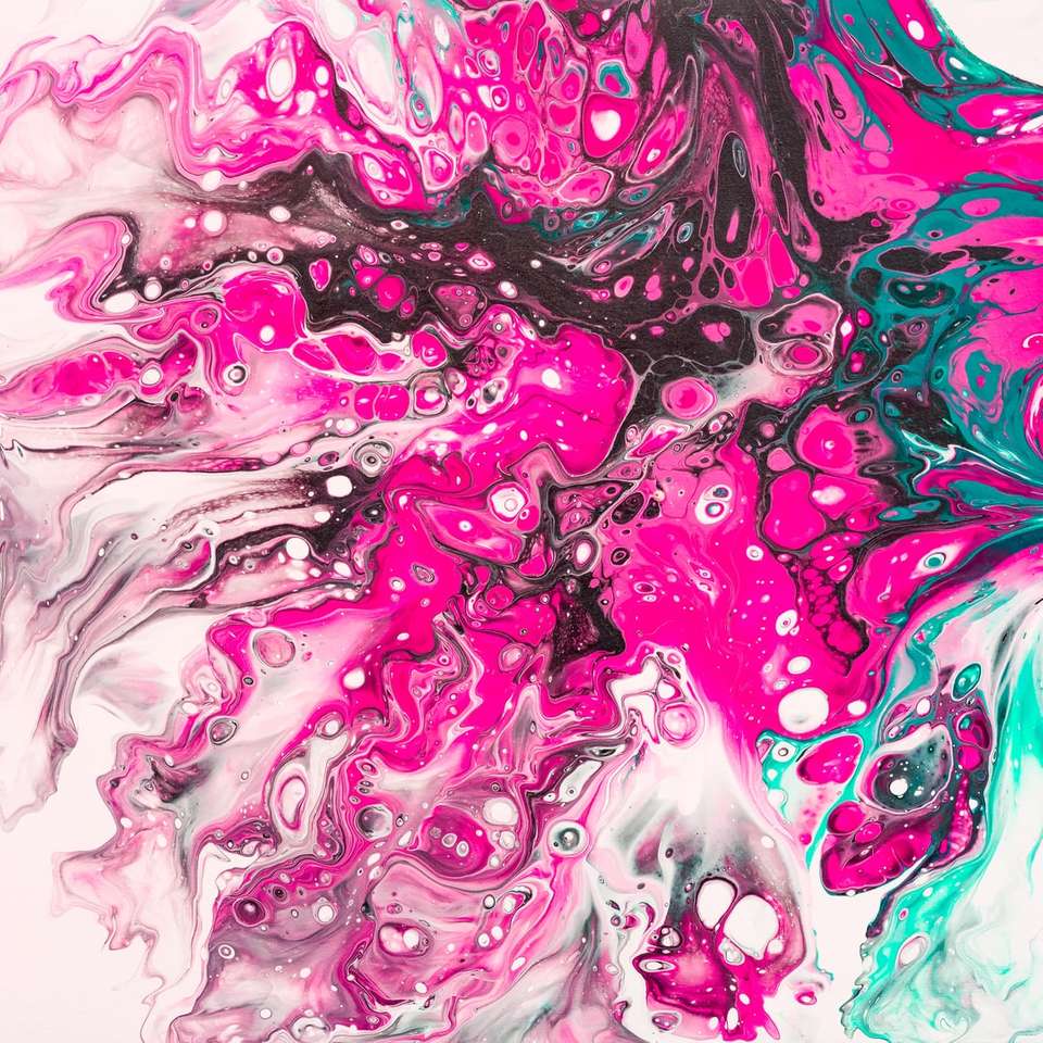 pictură abstractă roz și alb puzzle online
