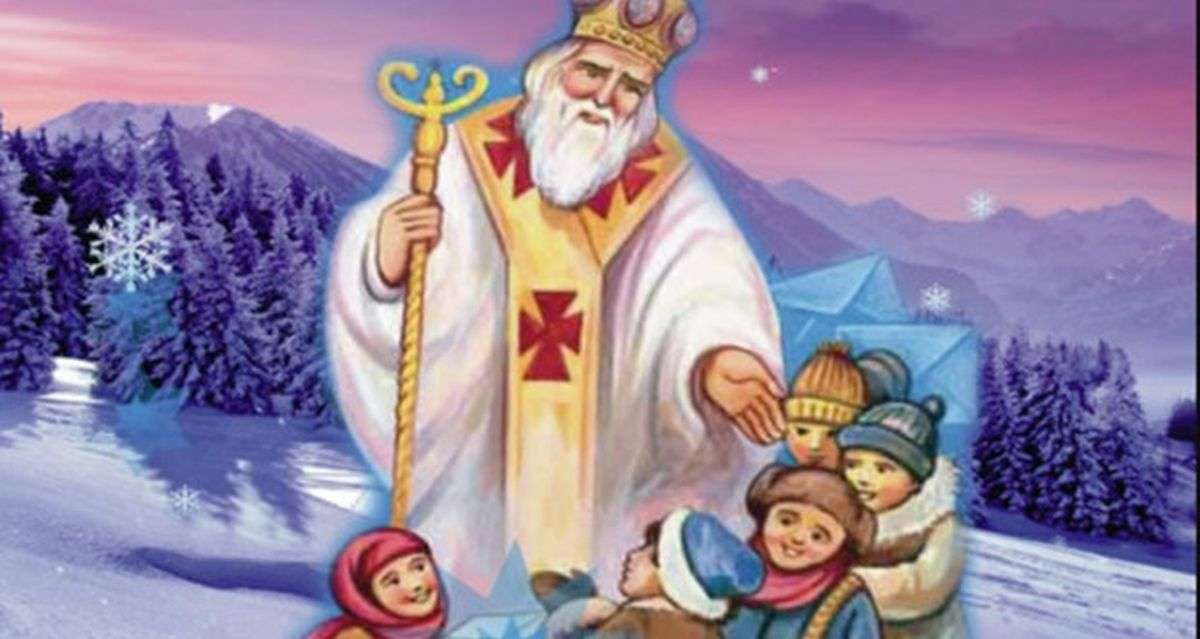 Santa Niicolae com as crianças puzzle online