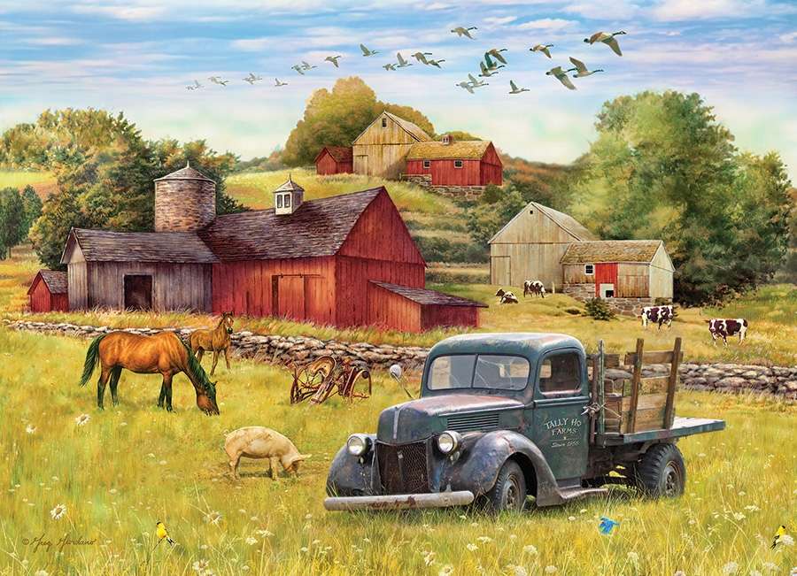 Bauernhof und altes Auto Online-Puzzle