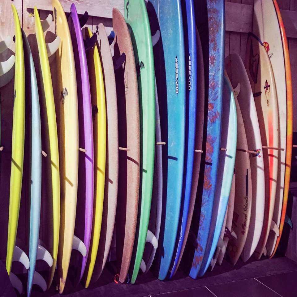 tavole da surf in colori assortiti su rack puzzle online