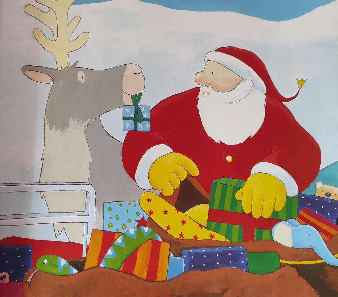 Rentier und Weihnachtsmann Puzzlespiel online