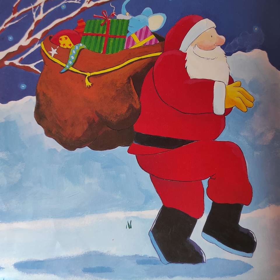 Weihnachtsmann mit dem Geschenksack Puzzlespiel online