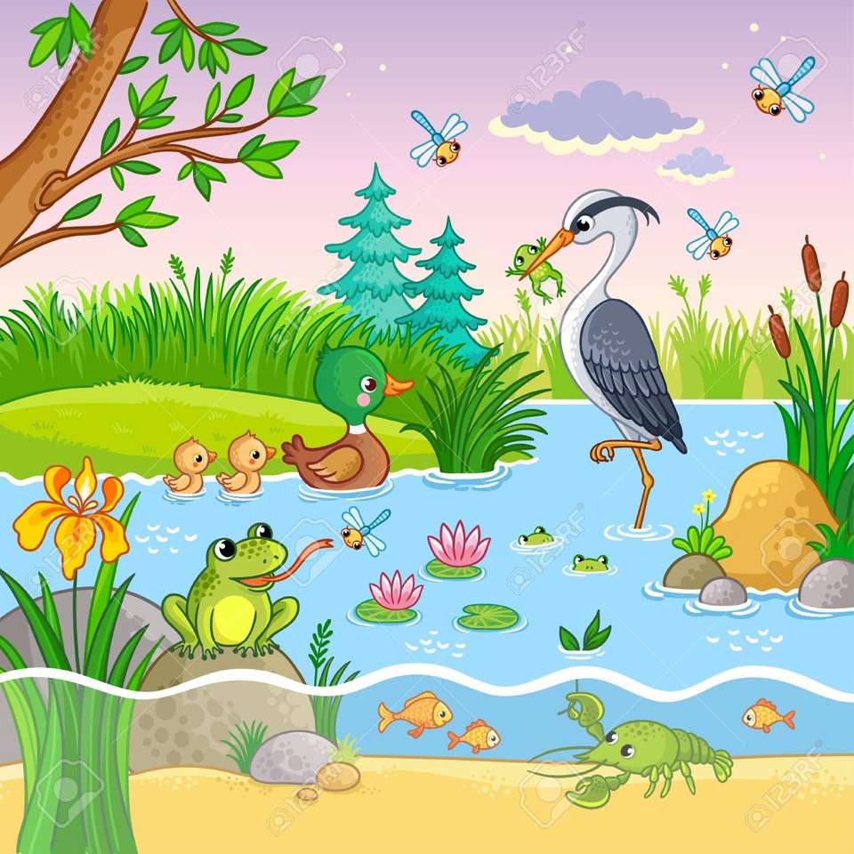 dieren bij het meer legpuzzel online