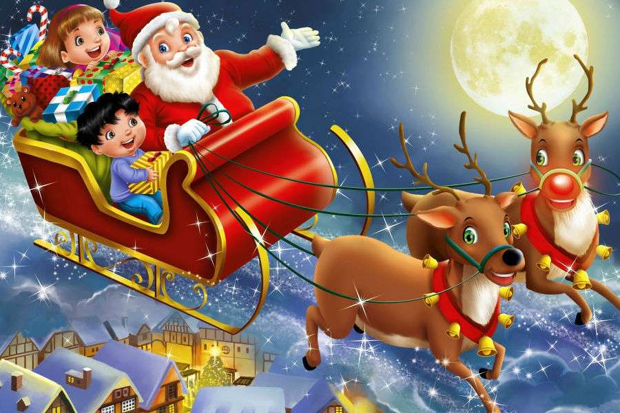Kerstman en Rudolf. online puzzel