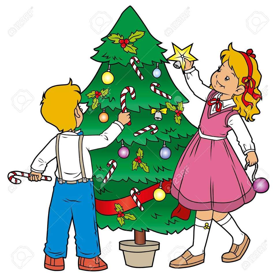 Zdobení vánočního stromku skládačky online