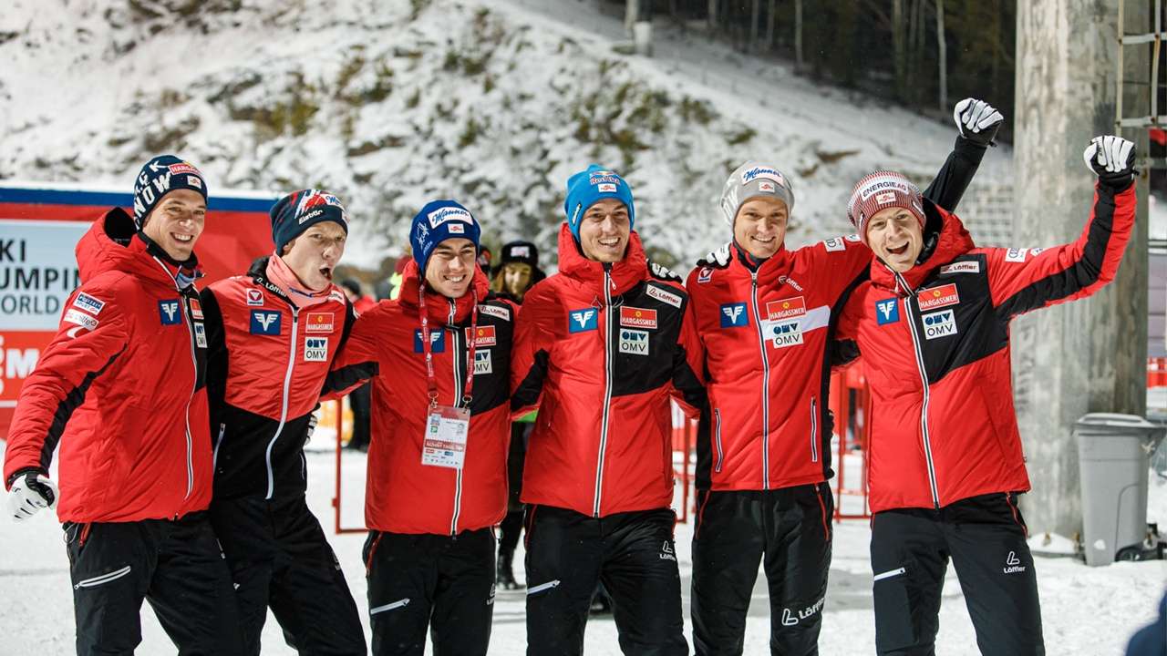 Австрийски ски скачачи. онлайн пъзел