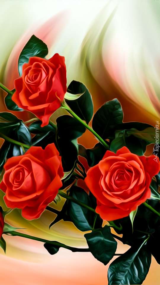 картина- червени рози онлайн пъзел