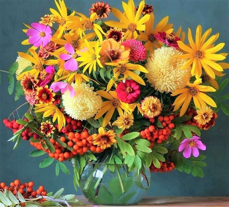 λουλούδια σε γυάλινο βάζο online παζλ