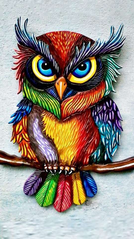 разноцветная сова пазл онлайн