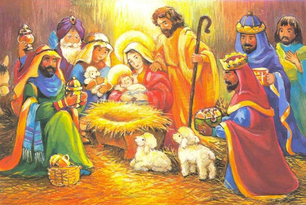Holy three kings at the manger jigsaw puzzle online