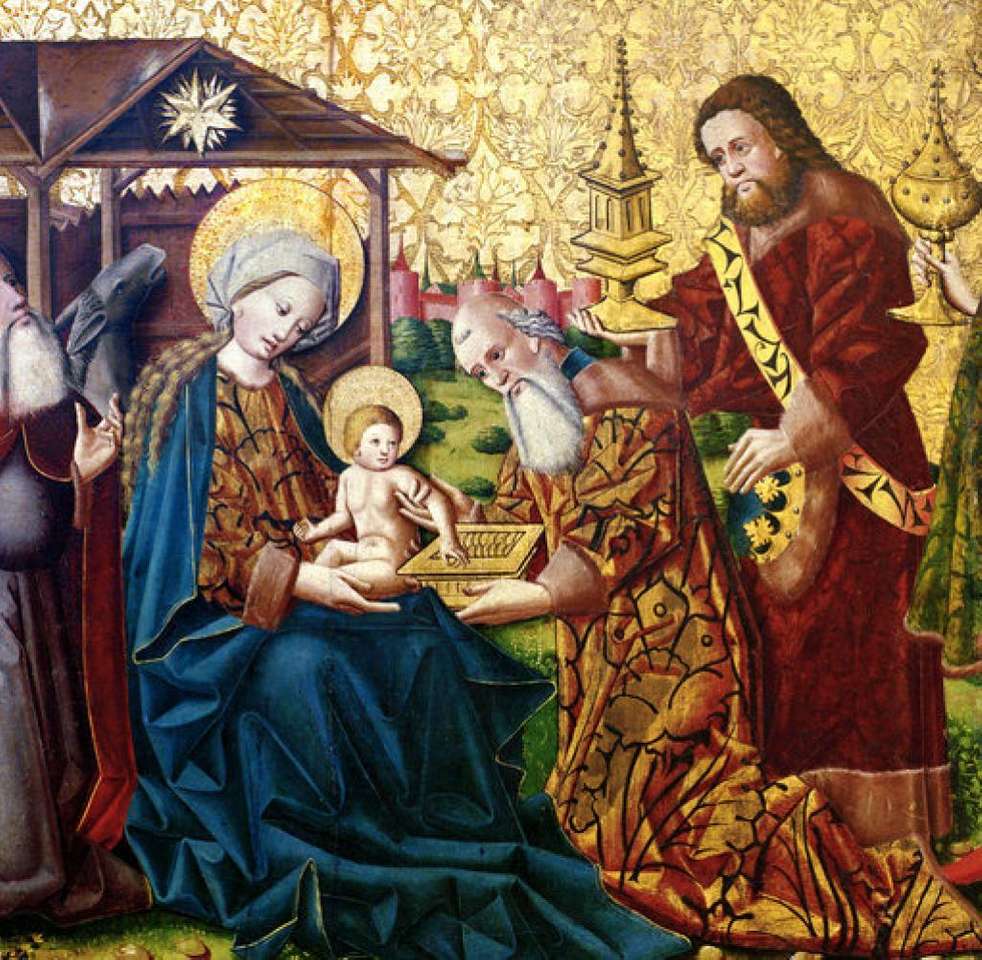Målning av Jesu födelse pussel på nätet