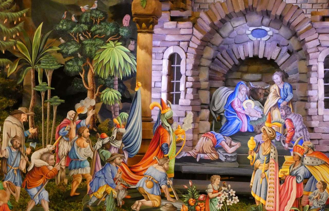 Pintura do nascimento de Jesus puzzle online