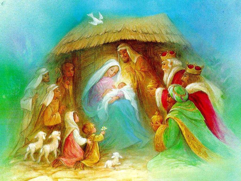 Schilderij van de geboorte van Jezus legpuzzel online