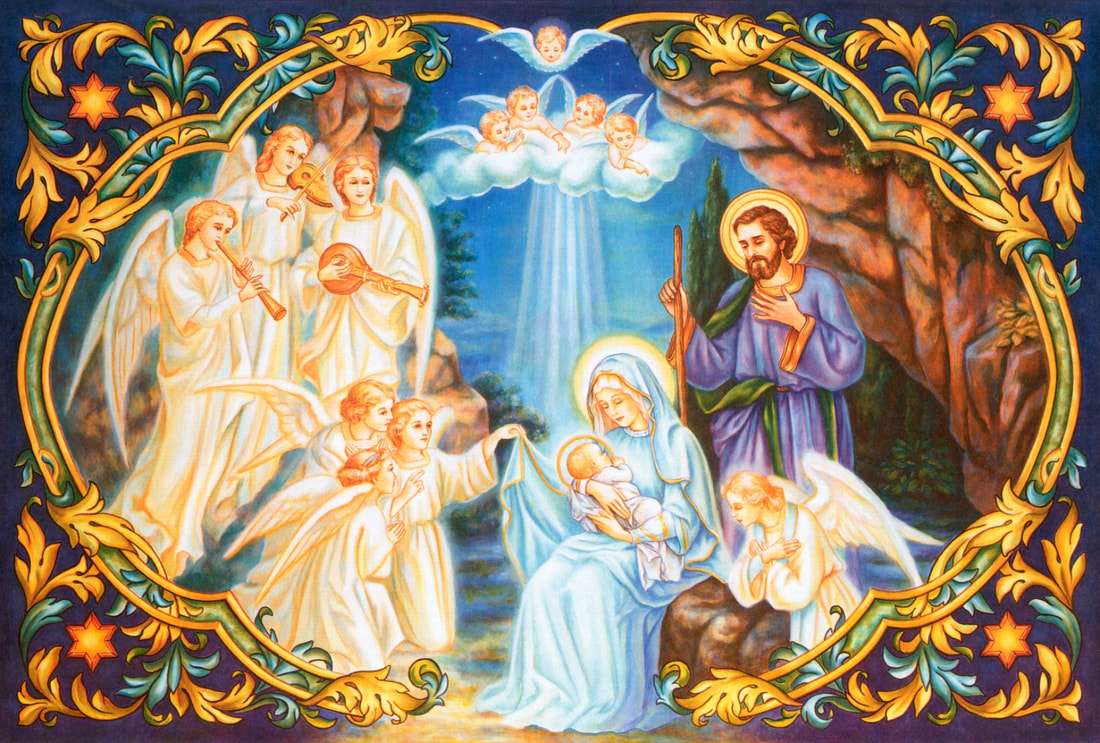 Schilderij van de geboorte van Jezus online puzzel