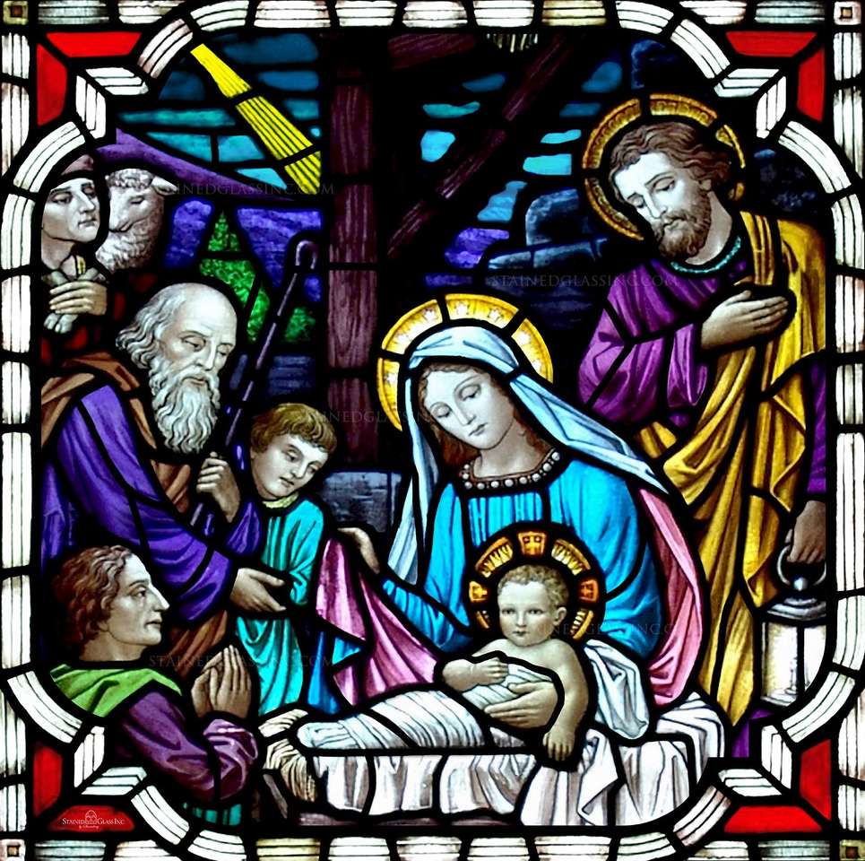 Church window of Jesus birth online puzzle