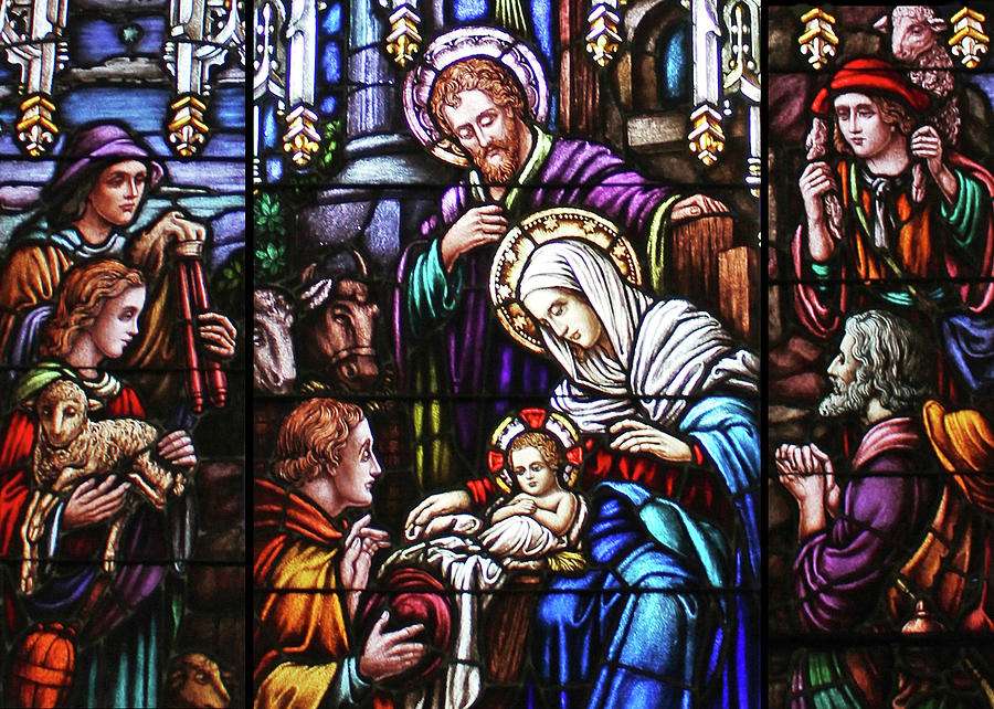 Църковен прозорец на раждането на Исус онлайн пъзел
