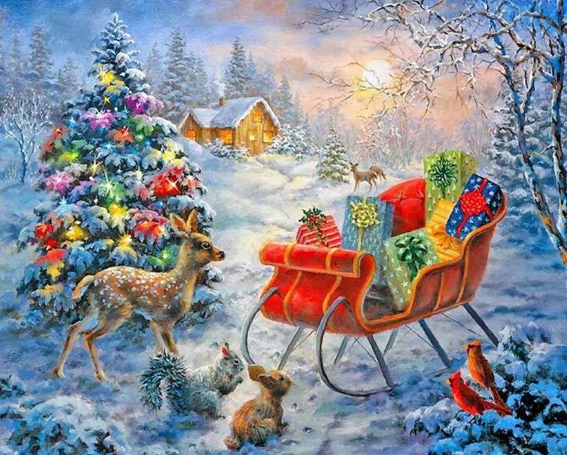 Pictarea cadourilor de Crăciun jigsaw puzzle online